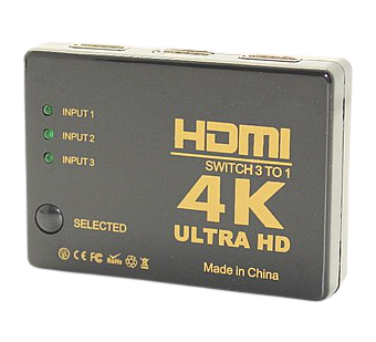 מתג 4K HDMI עם 3 כניסות ליציאה אחת עם שלט אלחוטי - Gold Touch דגם E-HDMI-SW-4K-3