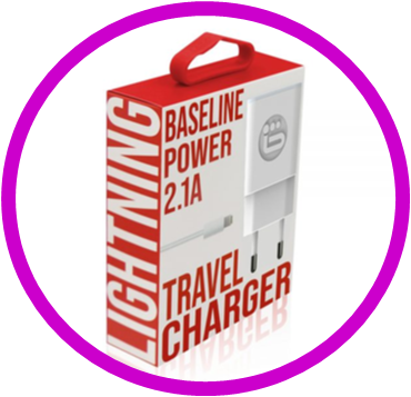 מטען ביתי BASELINE TRAVEL CHARGER 2.1A LIGHTNING